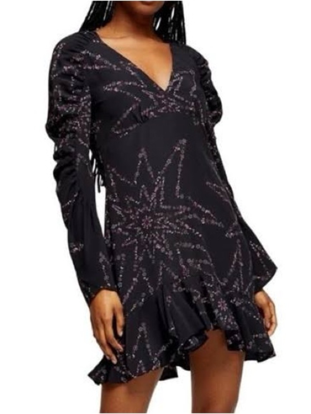 Topshop Star Long Sleeve Mini Dress / US 8